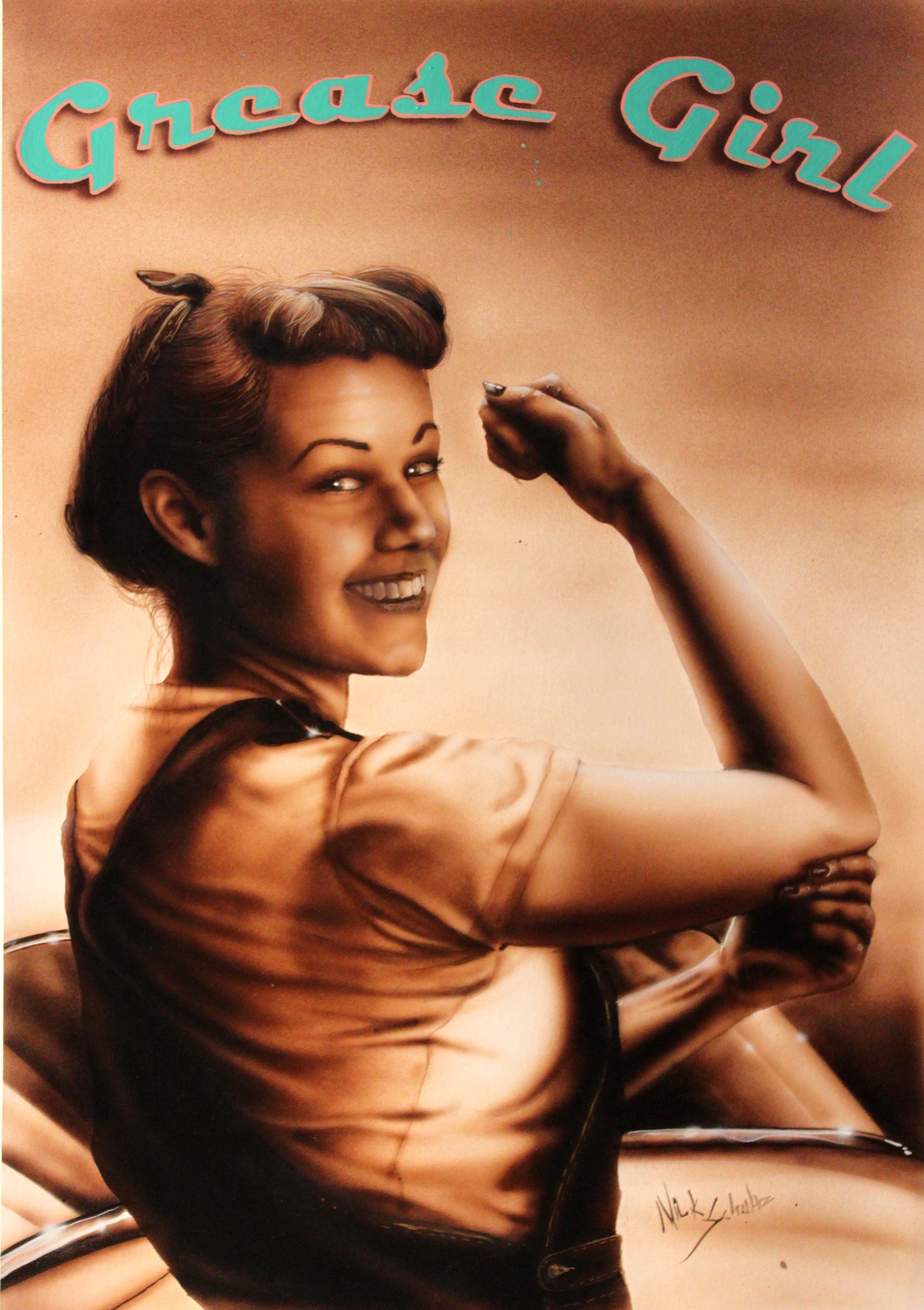 Retro pin-up with pink bow